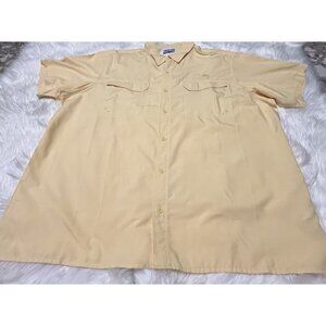 World Wide Sportsman Fishing Shirt Men's 3XL Yellow Mesh Vented Button Hiking